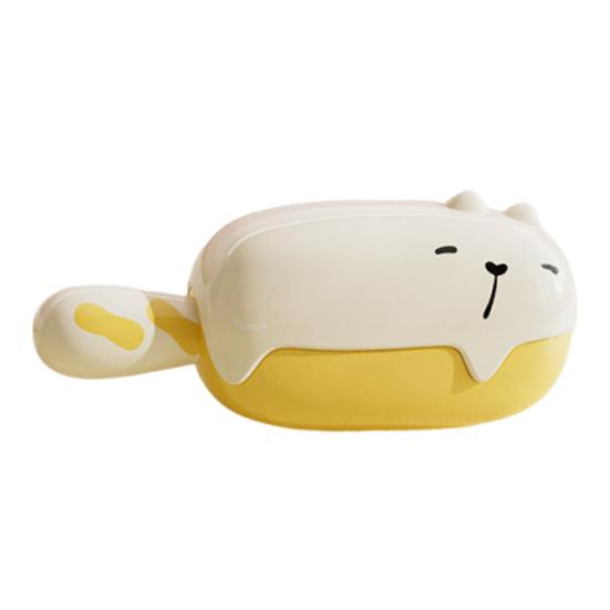 Lint Roller with Integrated Storage Box Cartoon Cat Design No Damage Pet Hair Lint Pilling Remover Reusable Cleaning Tool жёлтый