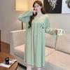 Jacquard Sweet Princess Long Sleeve Mid-Length Lazy Sleepdress, Plus Size, Spring & Autumn
