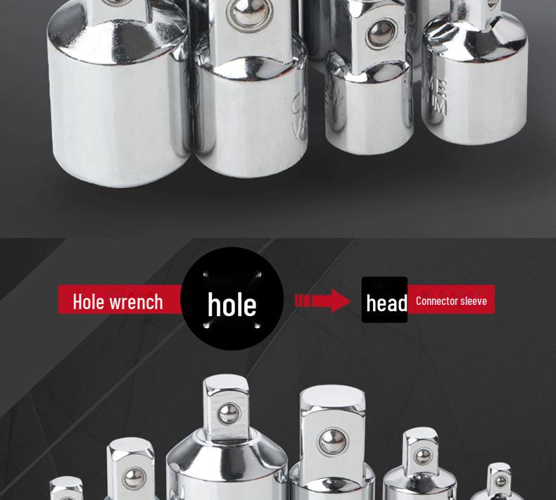 Set adaptor priză CR-V cu 6 piese: 1/2" până la 3/8" până la 1/4" cu adaptor pentru cheie cu clichet