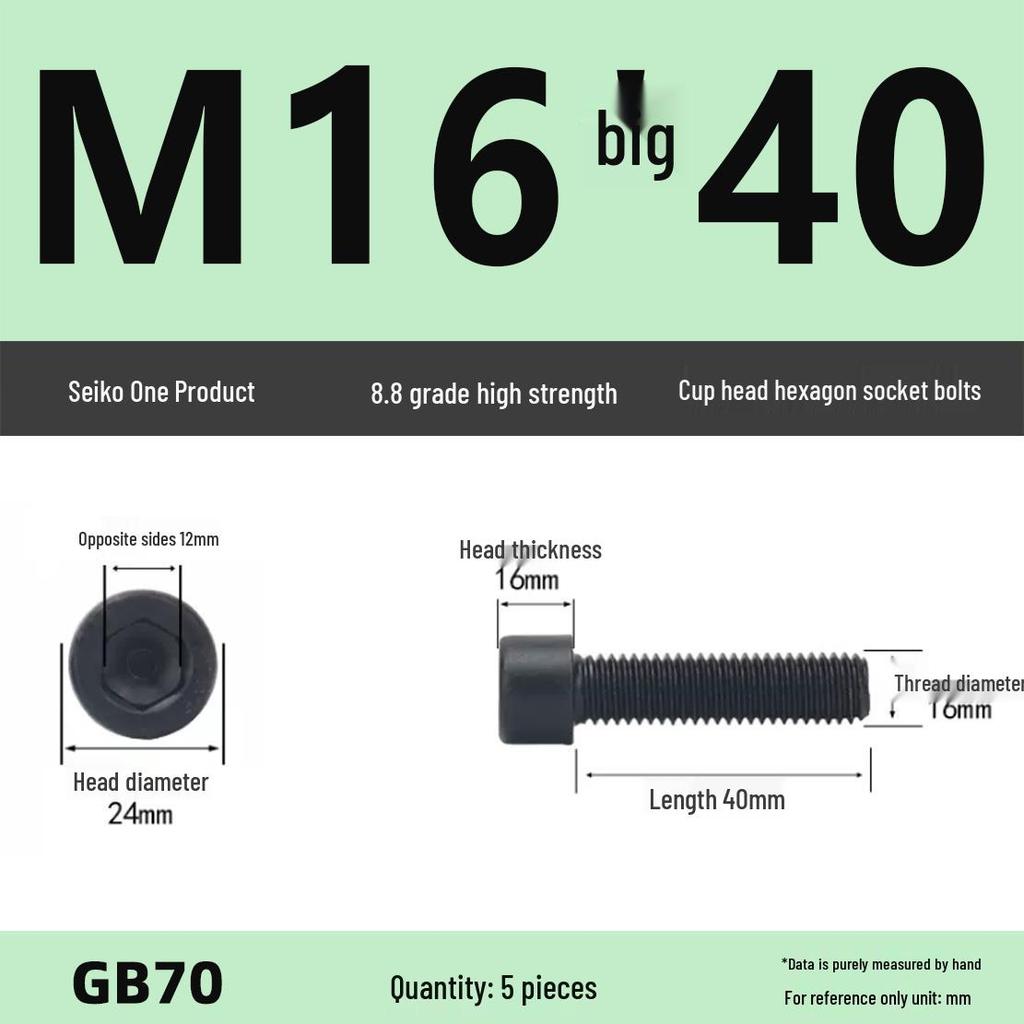 8.8 High-Strength Socket Head Cap Screw Bolt (M4-M16)