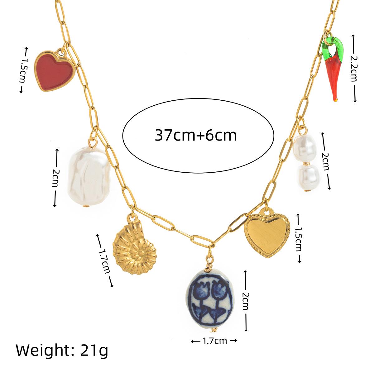 Stainless Steel Seashell Heart Pendant Necklace for Women - Ocean Style Jewelry