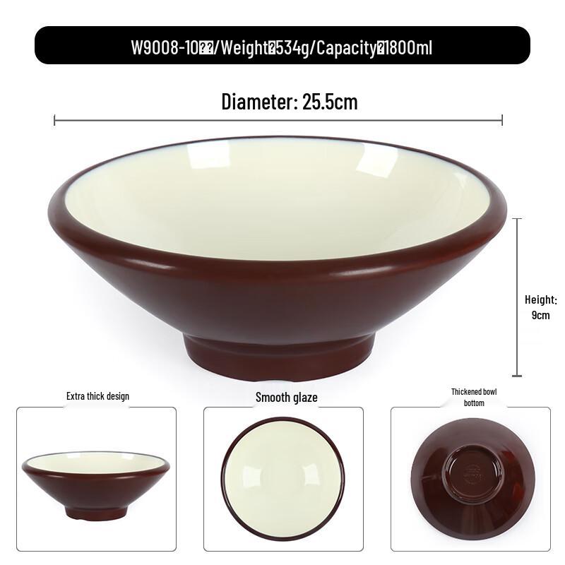 Extra Thick Conical Melamine Noodle Bowl