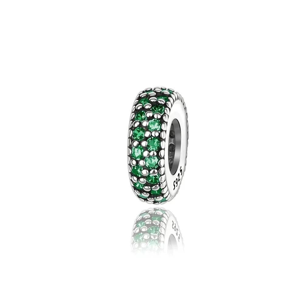 Colorful Full Diamond Charms Copper Heart Blooming Rose Round Beads Pendant Fit Original Bracelets Necklace Jewelry