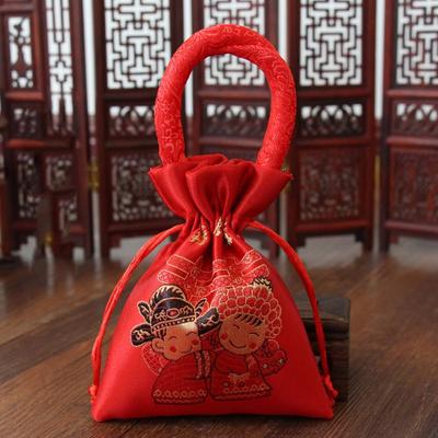 Style Cordon de Serrage Fournitures de Fête Nœud Chinois Avec Pompons Marié et Mariée Cadeau de Mariage Sac Cadeau Sac à Poignée Sac à Bonbons