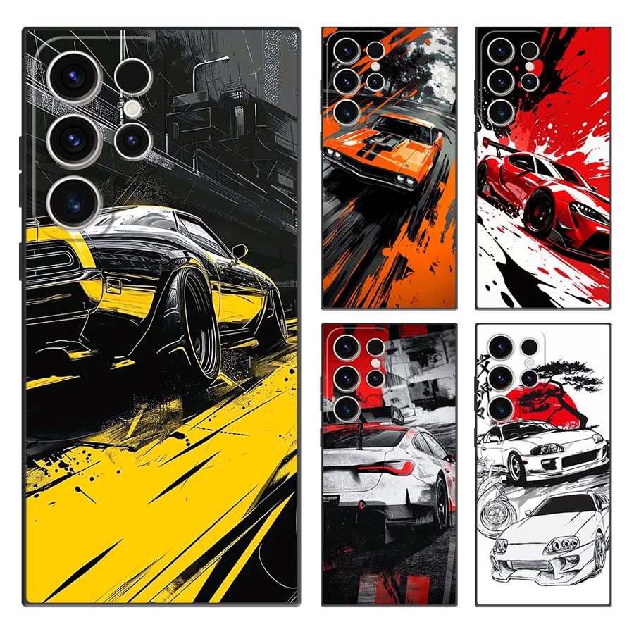 JDM Sport COOL Car Case for Samsung Galaxy S26 S21 FE S10 S9 S23 S24 Plus S20 S25 Ultra Note 20 Ultra 8 9 10 Funda Phone Cover