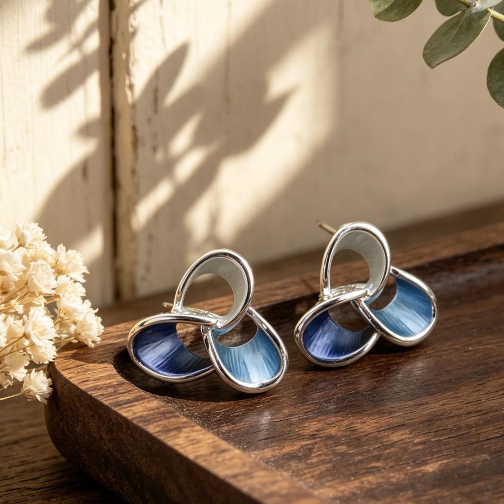 Hot-selling Hollow Petals Hand-painted Enamel Stud Earrings Niche Daily Versatile Light Luxury Women's Earrings