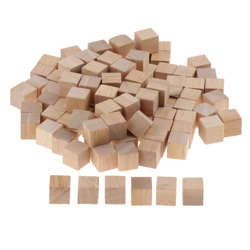 100pcs 10mm Wooden Cubes Unfinished Square Cubes Wood Blocks for Math Making Craft DIY Projects Gift