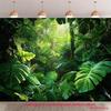2D Monstera and Palm Leaf Forest Backdrop Photography Background Banner