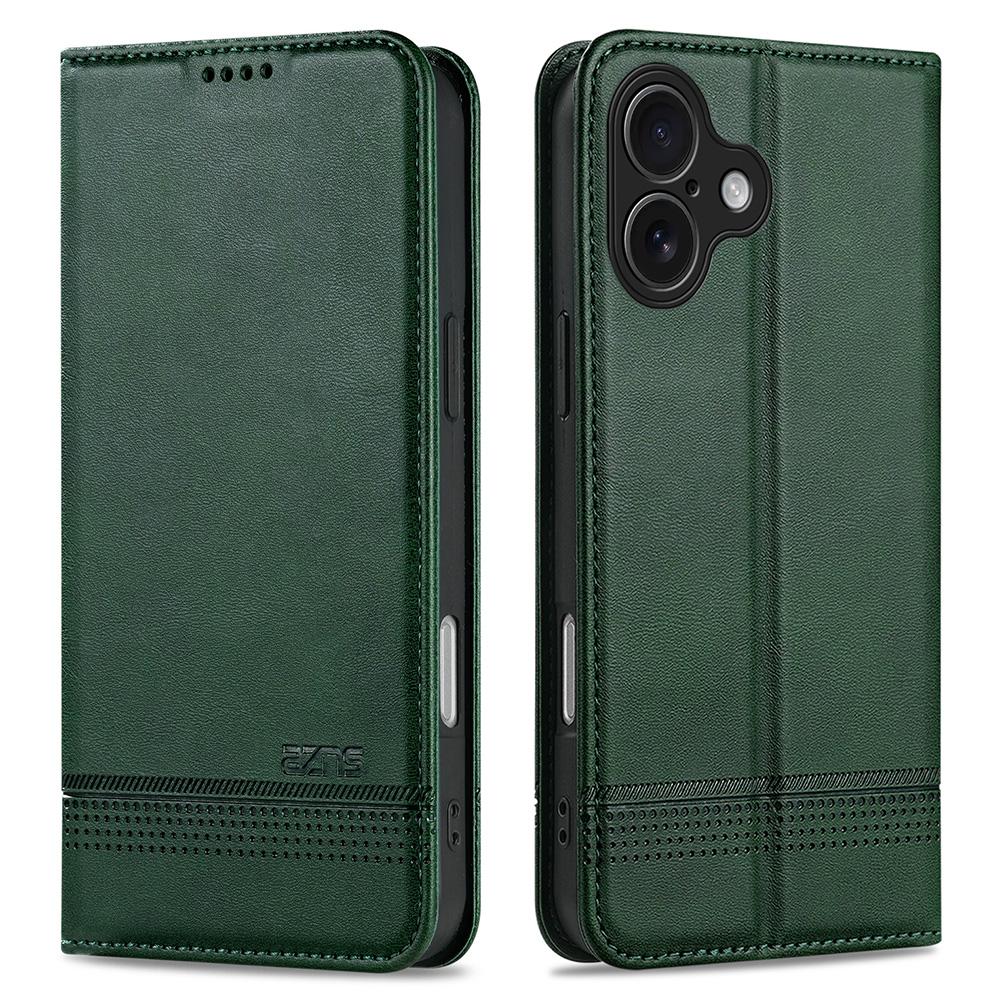 AZNS Hülle für iPhone 17 Rindsleder-Textur PU-Leder Brieftasche Handyhülle