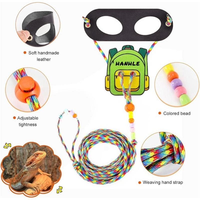 EscapeProof Adjustable Lizards Leash for Safe Outdoor Walking Comfortable Harness with Wing/Backpack Design for Reptiles