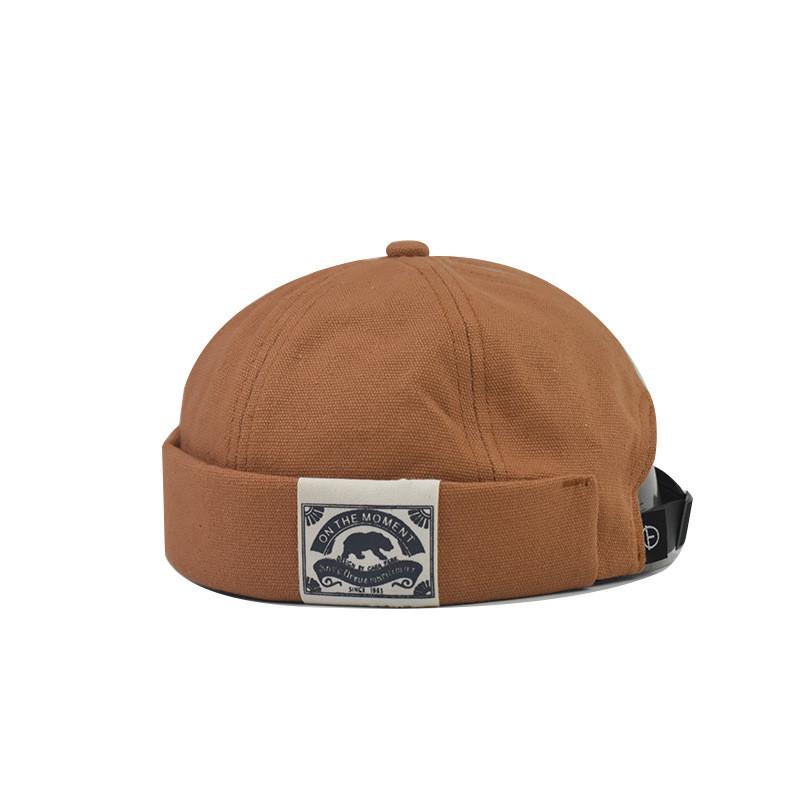 Summer Bear Embroidered Cotton Hat With Rolled Edge Adjustable Strap Gift Cap