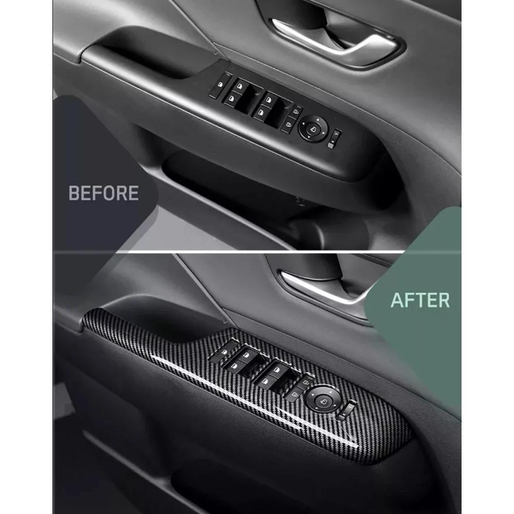 For Hyundai Kona SX2 2026-2026 Car Tuning Carbon Fiber Style Door Armrest Pad Decal Window Lifting Button Cover Accessrioes