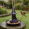 Halloween Bird Feeder Meditating Witch Feeder, Outdoor Hanging Multiple Birds Waterproof Resin for Garden Decoration Spooky