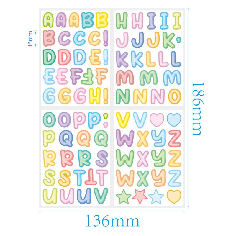 2sheets Colorful Letter Stickers English Children's Cartoon DIY Cup Lunch Box Name Marking Spot Wholesale Waterproof Stickers