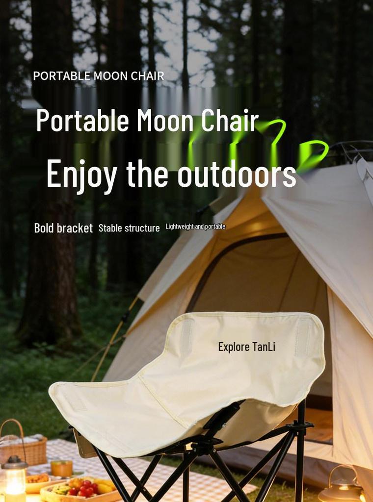 Tanli Outdoor Folding Moon Chair - Thickened Carbon Steel, Portable for Camping, Picnics, and Fishing
