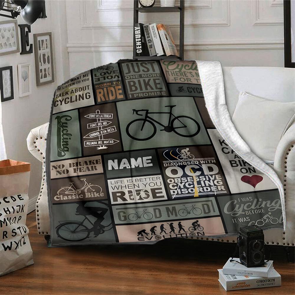 Cycling Passion And Quotes Throw Personalized Blanket Customize Text Ultrasoft Throw For Sofa Couch Office Bed Picnics Four Seasons Multipurpose