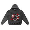 DTG Print Knitted Denim Zip-Up Hoodie Streetwear Motorcycle Brother Print Zipper Hoodies  