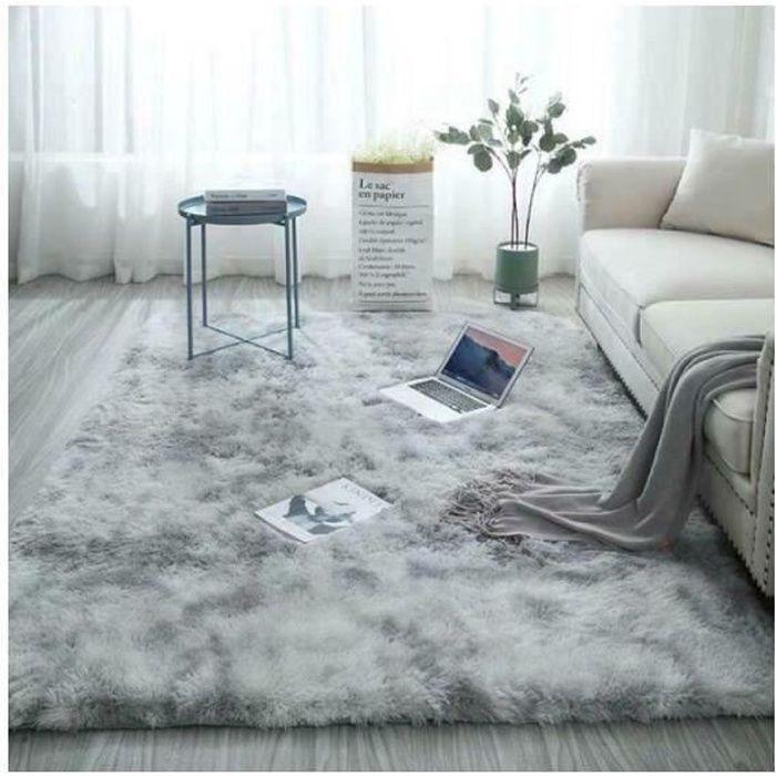 Tapis de Salon Shaggy 160 x 230cm en Peluche Gris