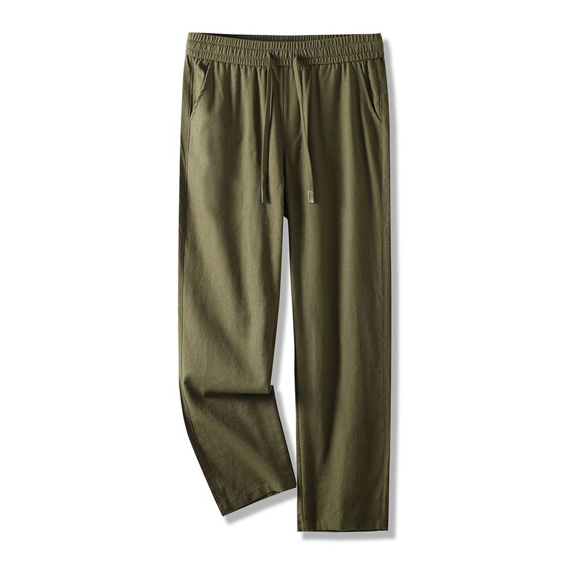 Foreign Trade Export To Domestic Sales Linen Pants Men's Summer Straight Thin Cotton and Linen Pants Loose Old Money Style Casual Men's Trousers