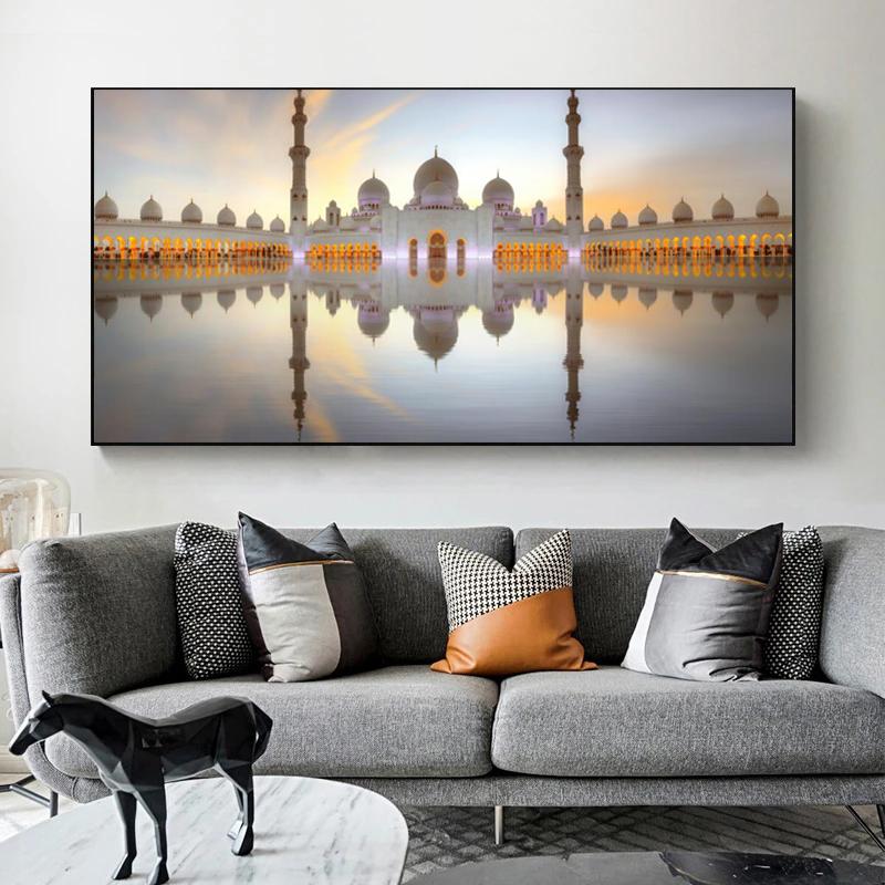 

Мечеть Мекка, ночной вид, холст, картины, Кабе, исламские постеры и принты, настенные художественные фотографии для гостиной, домашний декор, без рамки 30*60cm