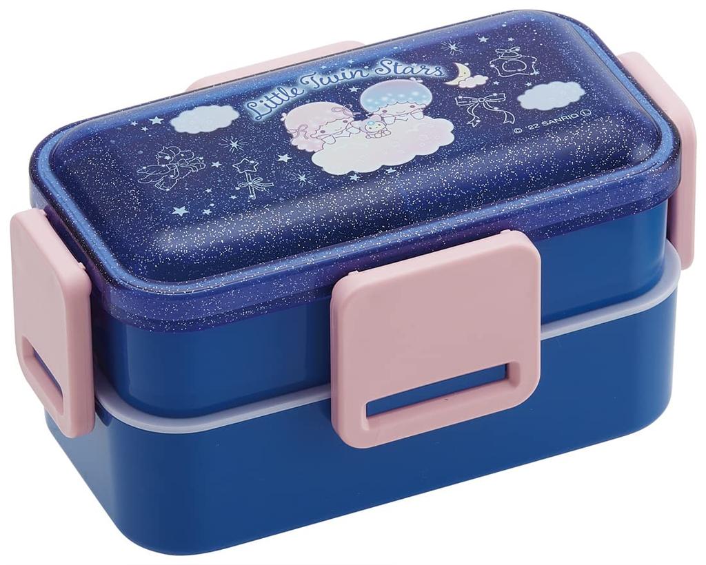 Skater Bento Box, Little Twin Stars Night Sky and Nemurin, 600ml, Softly Filled with Dome-Shaped Lid, Two Tiers, Women's, Made In Japan, PFLW4AG