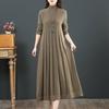NEW Autumn Winter Covering Belly Dress Middle Aged Elderly Mother Retro Long Knitted Sweater Dresses Vestidos