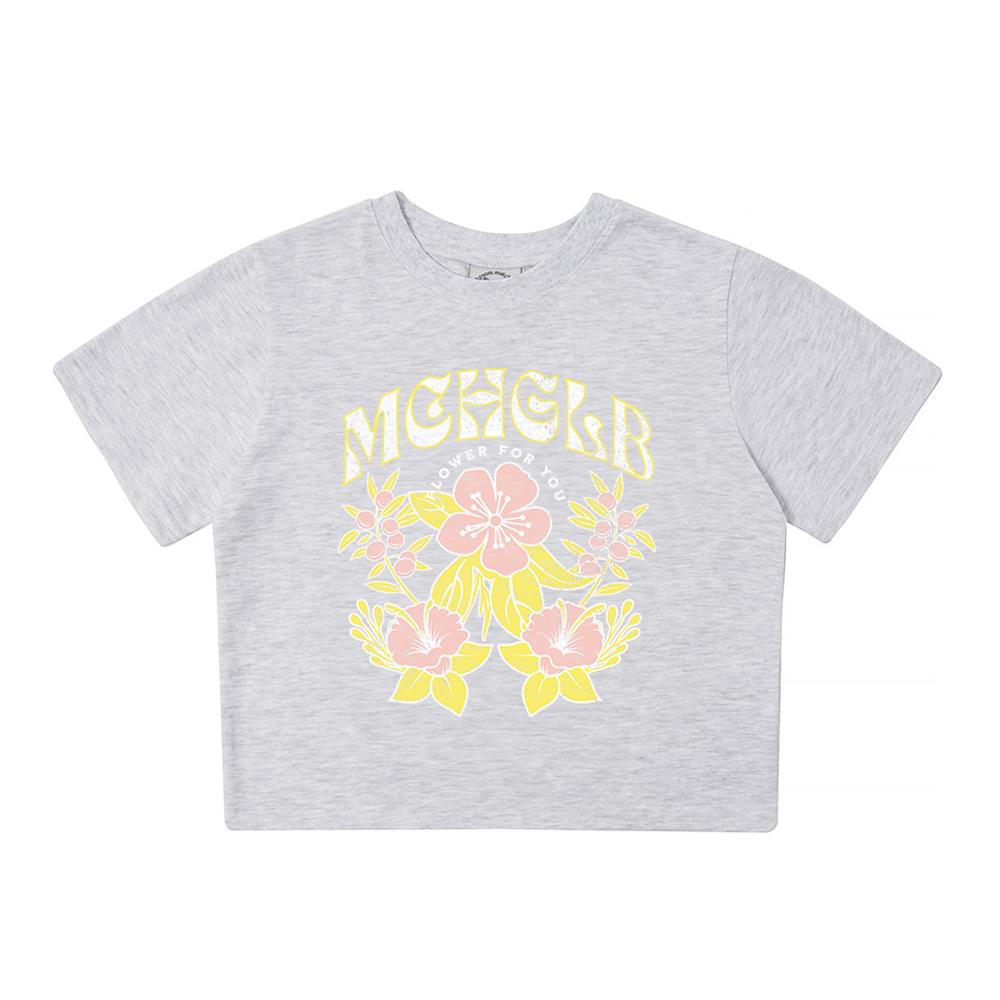 Match Glove Hawaiian Flower Crop Top (Light Gray) Lg/Free