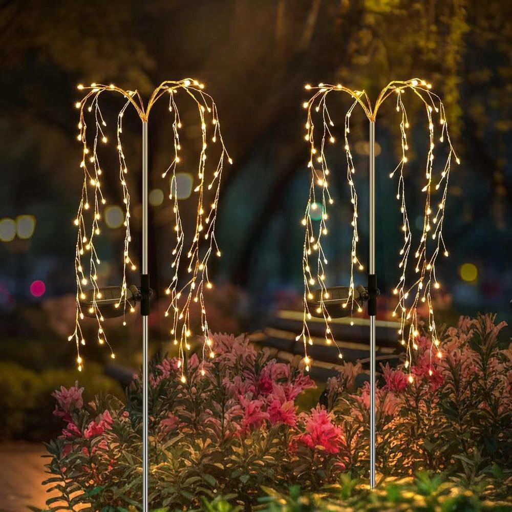 120LED Willow Tree Lamp 8 Lighting Modes String Light Decorative Pathway Flowers Lights  Garden