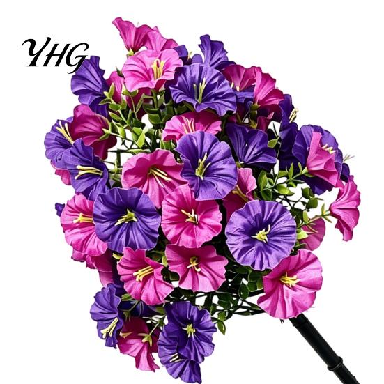 Colorful Yard Ornamentation Artificial Petunia Flower Stake, Fake Morning Glory Ground Stake Flower, Weatherproof Landscaping Outdoor UV?Resistant