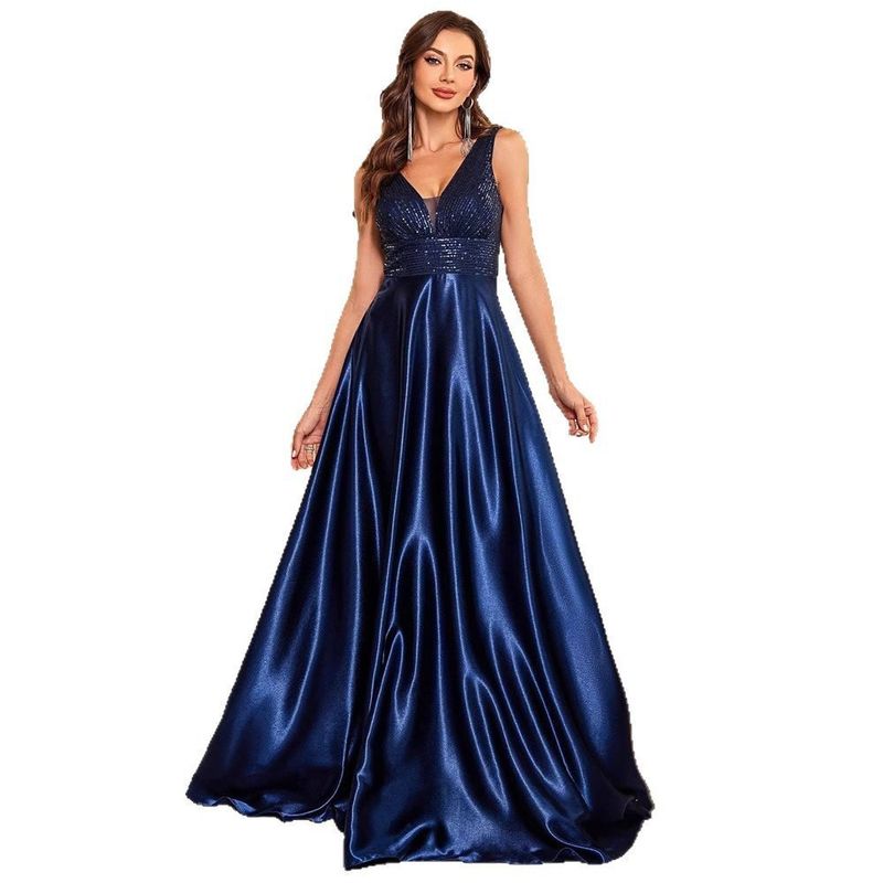 New Style Plus-Size Deep V-Neck Dress, Sexy Long Dress, Sexy Backless Slim-Fit Mermaid Bridesmaid Banquet Evening Gown