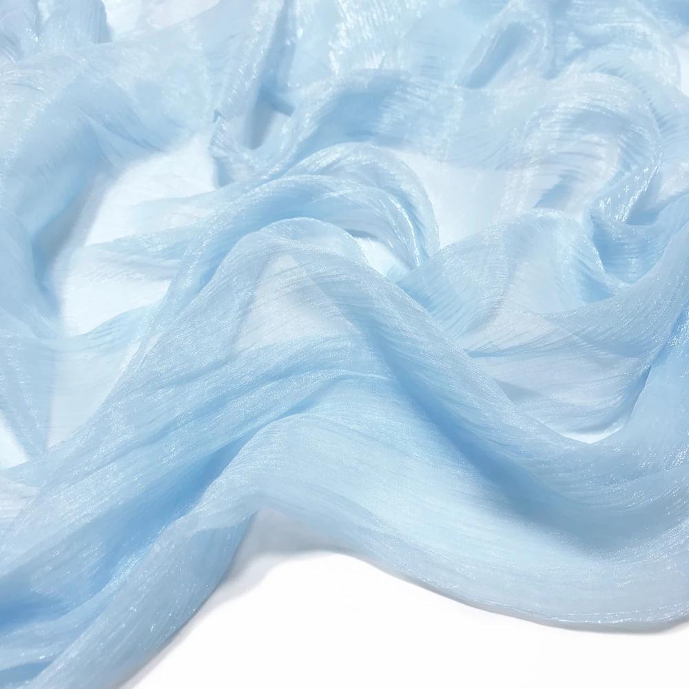 30D Silk Crepe Chiffon Fabric for DIY Hanfu Dress Is A Silver-thread Wrinkled Doll Dress Cos Fabric 100x150cm
