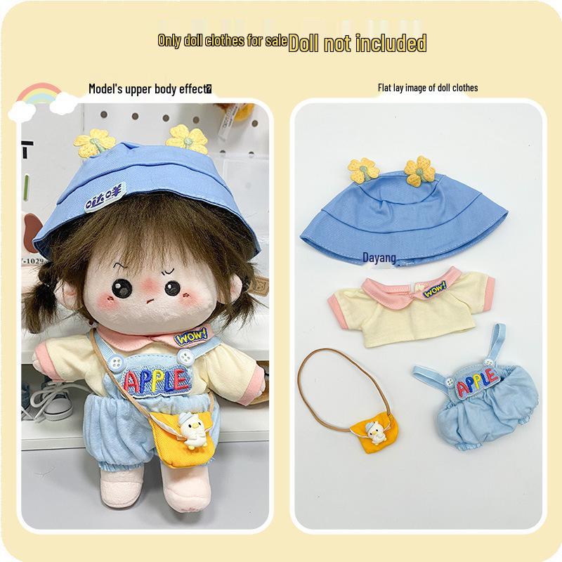 20cm Cotton Doll Dress-Up Set: Cute Figure Skirt & Overalls
