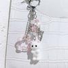 Creative Cute Flocked Kitten Strawberry Pendant Keychain Sweet Animal Keyring Backpack Decoration Accessories Best Friend Gifts