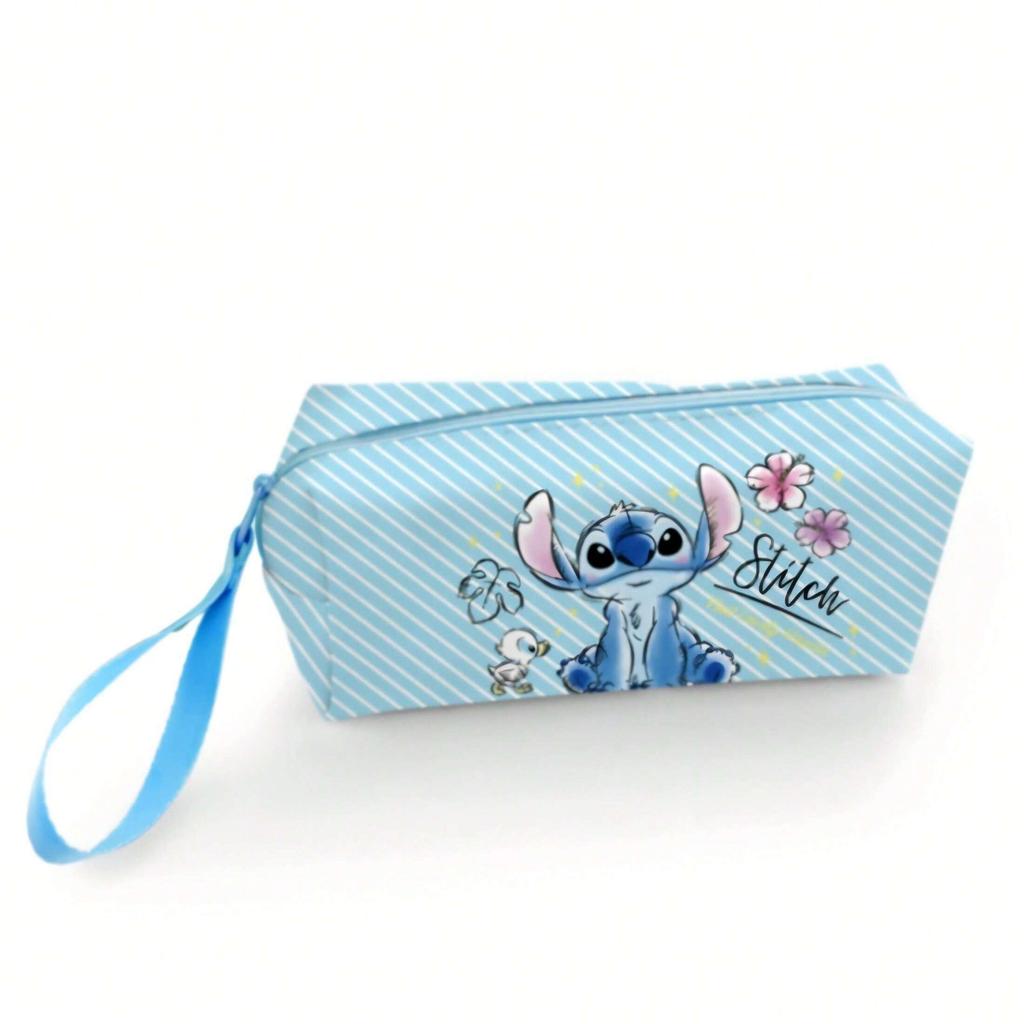MINISO Kawaii Stitch Cartoon Pen Bag Large Capacity Student Stitch Stationery Bag Cute Children's Multi Functional Storage Bag