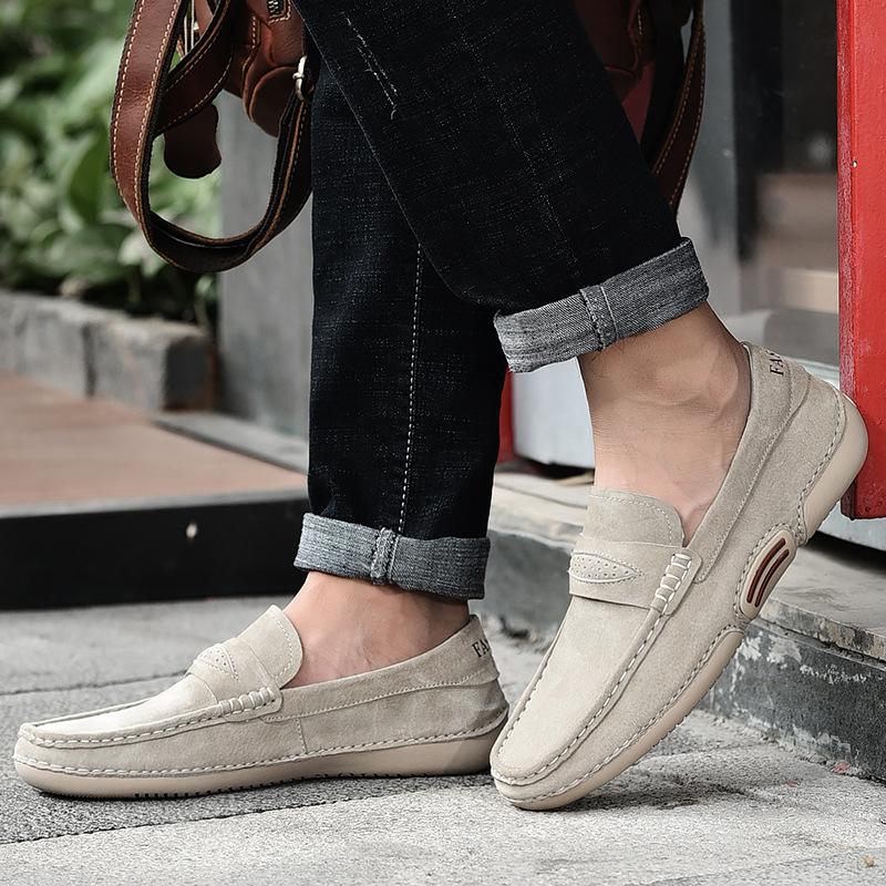 Spring and Autumn Men's Slip-on Lazy Shoes Korean Style Nubuck Leather Casual Fashion Men's Shoes Leather Shoes
