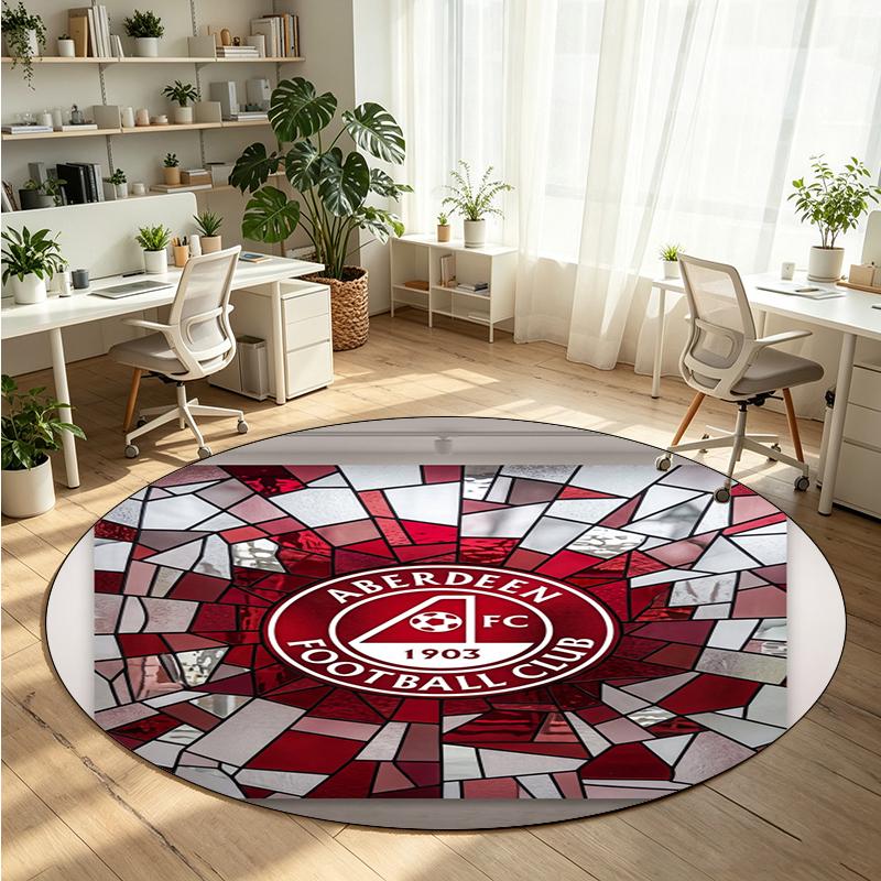 Aberdeen FC Printed Round Crystal Velvet Rug Soft Non Slip Floor Carpet For Bedroom Holiday Gift