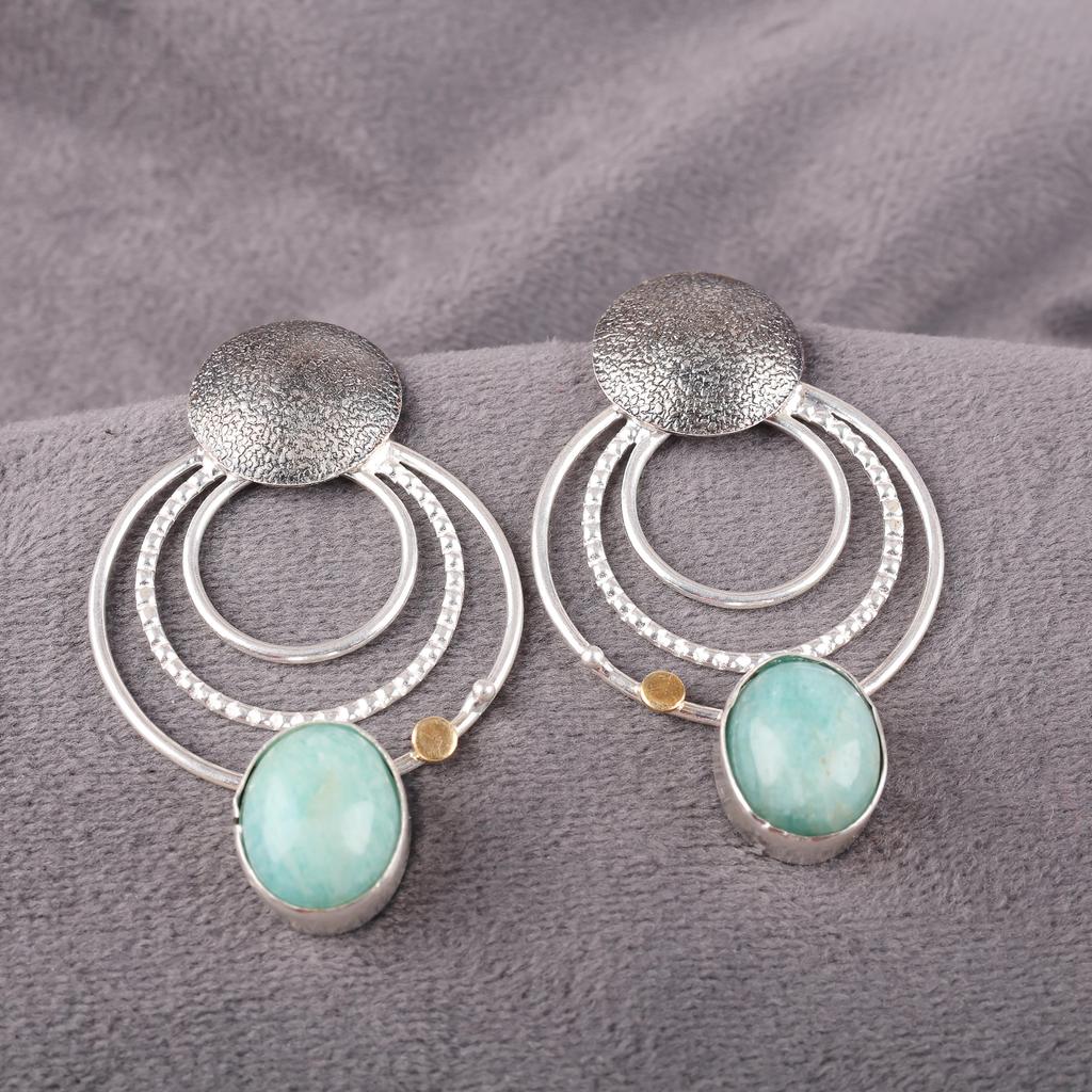 Amazonite Earrings Jewelry, Handmade Gorgeous Silver Earrings, Amazonite Gemstone Silver Jewelry Boho Earrings For Wedding Gift