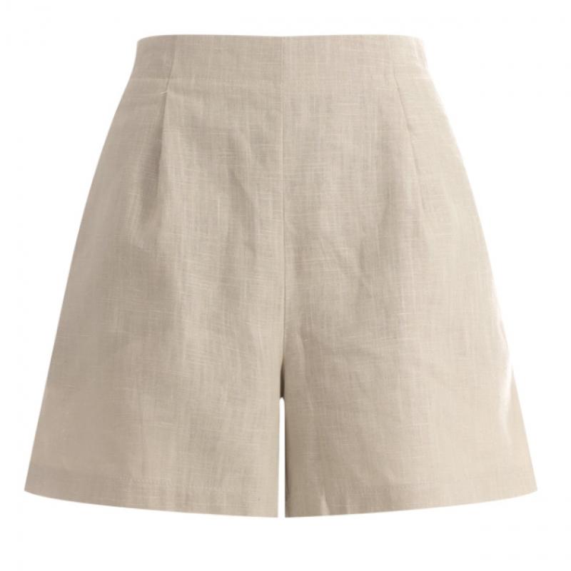 Shop   Women Linen One Tuck Back Banding Shorts Navy Pic Wpt 1395