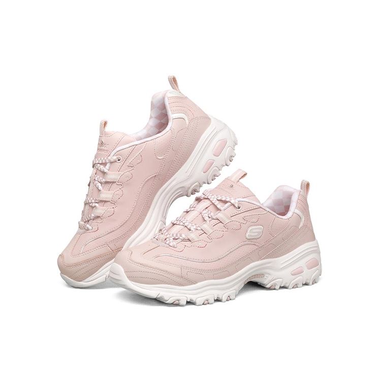 Skechers DLites 1.0 Fabric Mesh Synthetic Leather Sport Comfort Low-Top Lifestyle Shoes Women Sneakers Light-Pink 149227-LTPK