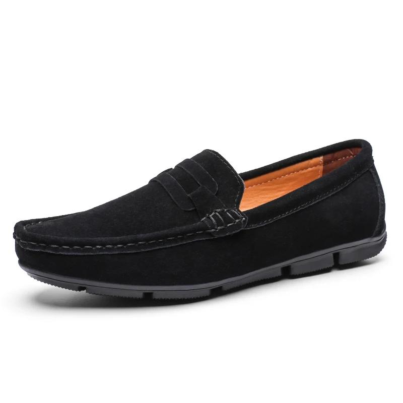 Fashion Genuine Leather Cow Suede Men Shoes Luxury Brand Casual Formal Mens Loafers Moccasins Footwear Black Male Driving Shoes Hombres
