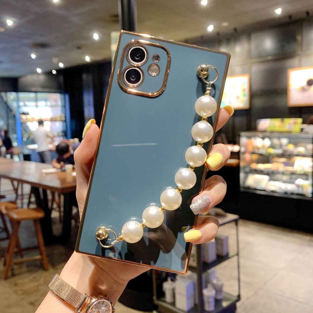 Electroplating Bracelet Is Suitable for Iphone13 Apple 11/XR Candy Square Fine Hole Silicone Mobile Phone Case Apple 8P