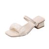 Fairy wind sandals female summer 2025 new outer wear thick heel French medium heel high heel two wear cool slippers