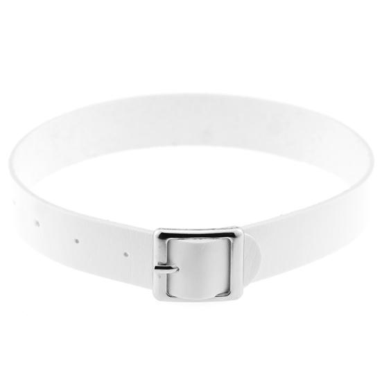 

Necklace Punk Retro Faux Leather Buckle Choker Necklace for Dating білий
