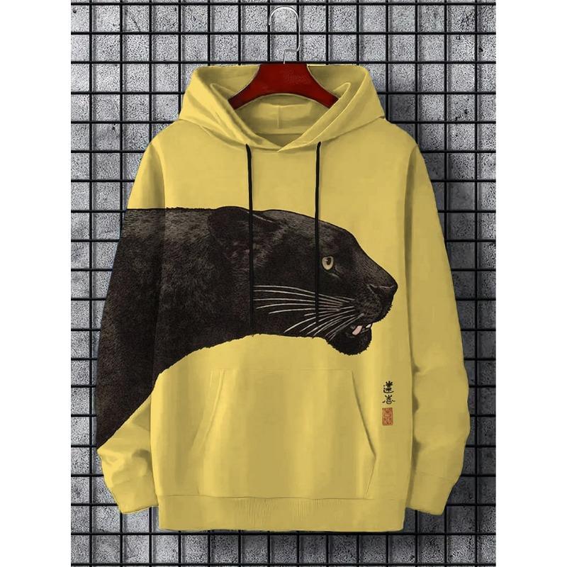 Toamna și iarna Animal Art Men's Hanorac Stil japonez Harajuku Fashion Casual Sport Hanorac Model Toamna și iarna