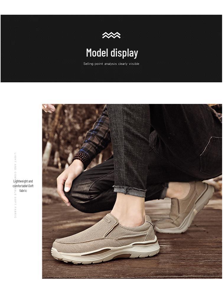 Men's Slip-On Canvas Shoes - Old Beijing Style, Thick Sole, Available in Extra Large Sizes up to 48