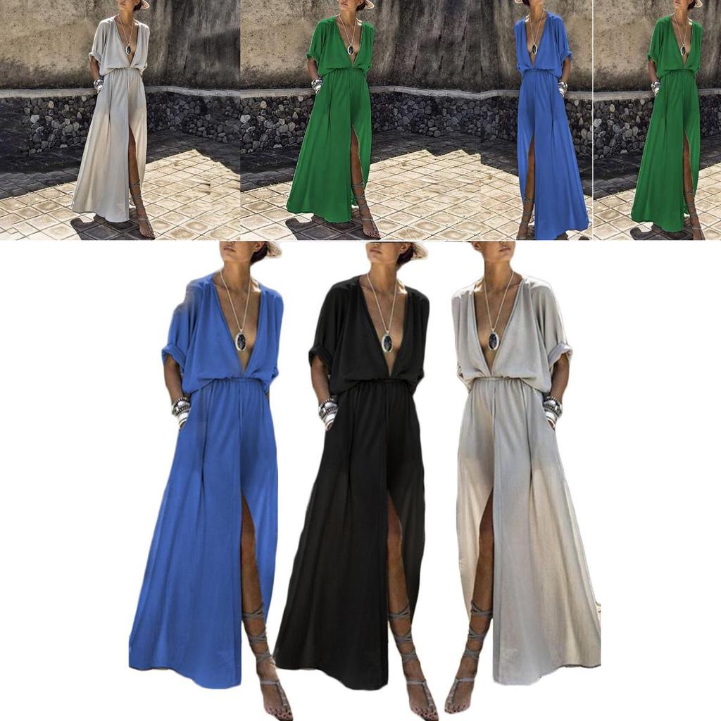 Stylish Women Deep V Neck Maxi Dress Featuring Timeless Design And Premium Quality