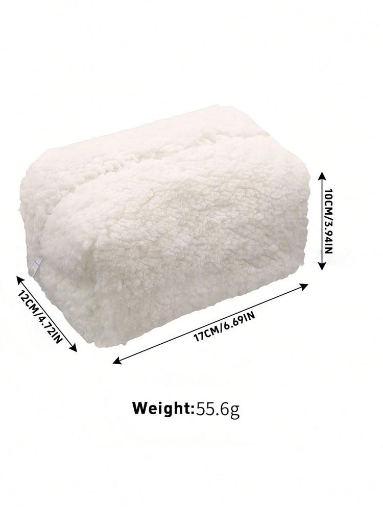 1PC Lambskin Cosmetic Bag, Cream-colored Portable Skin Care Product Storage Bag, Fresh and Clean Cosmetics Zipper Bag