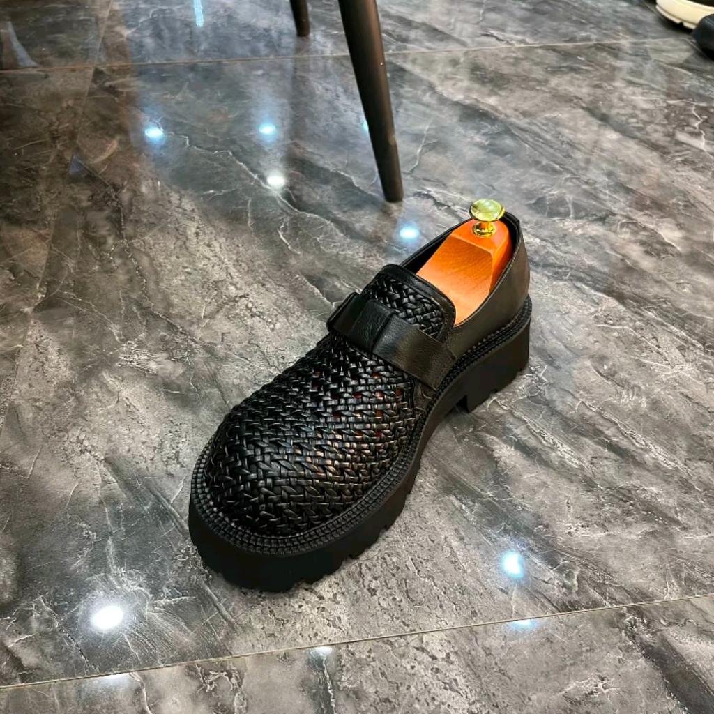 Support the New Ciphertext Men's Pure Leather Casual and Comfortable Woven Men's Shoes High Quality Fashion Versatile Business European Goods Handsome