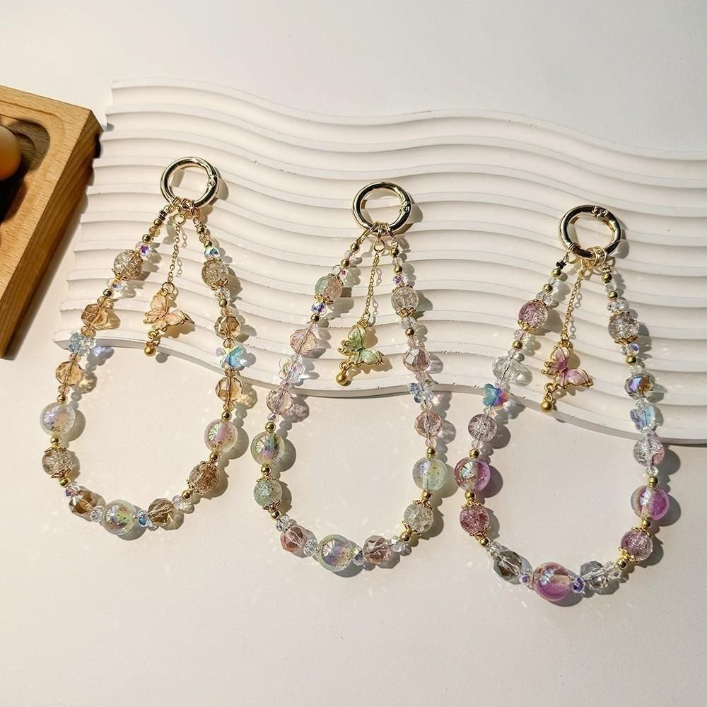 Crystal Phone Lanyard Handmade Beaded Phone Wrist Chain Keychain Phone Charm Camera Chain