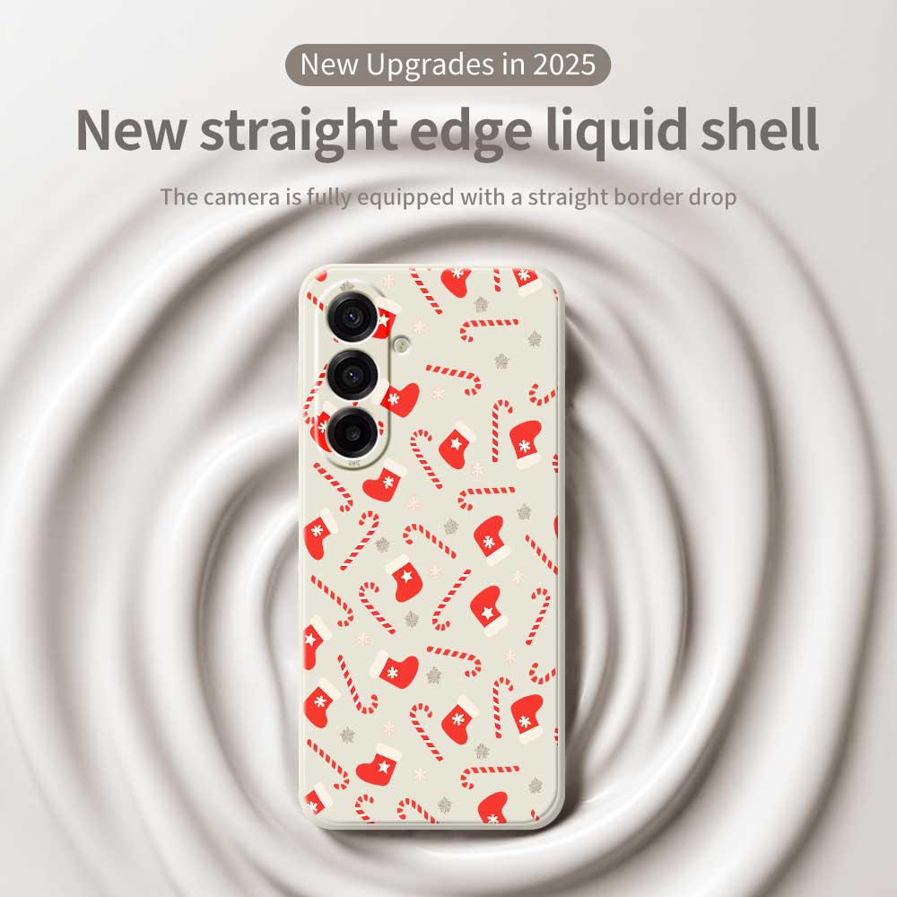For Samsung Galaxy A17 5G Case Red Canes and Stockings Pattern Printing Straight Edge TPU Phone Back Cover